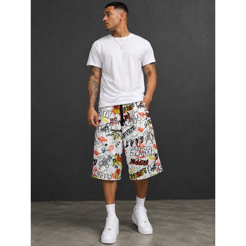 Phat Farm All Over Print Graffiti Shorts Men's Large NWT Y2K Streetwear